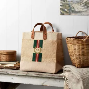 Horseshoe Studio Tote - Natural Jute - Green