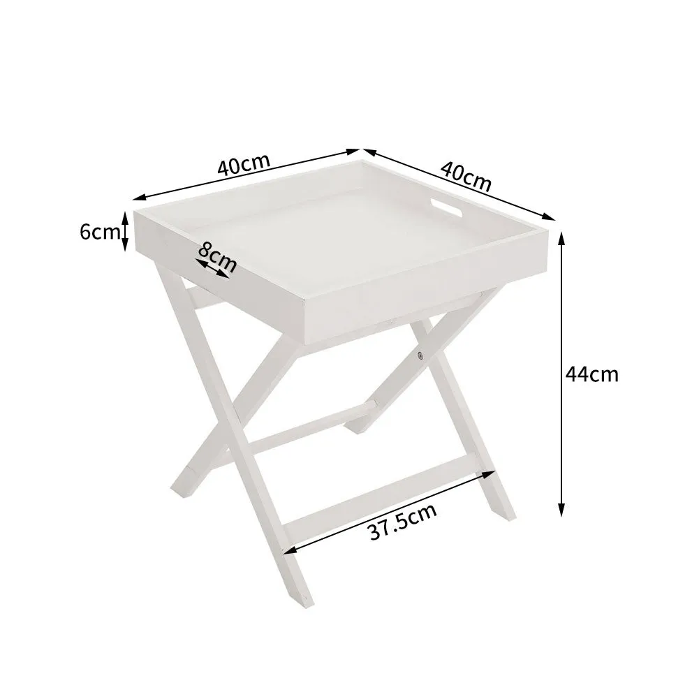Living Room End Table White Foldable X-Shape Side Table