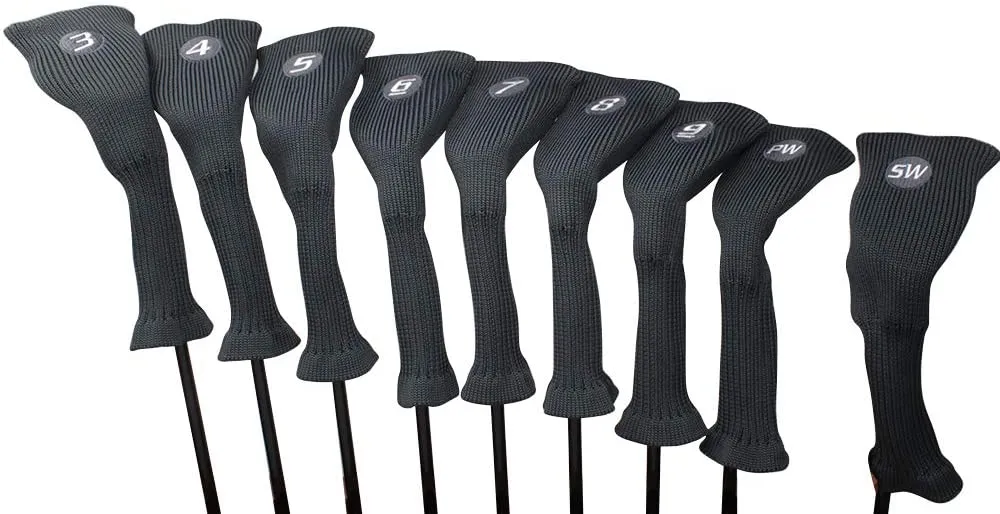 Majek All Hybrid Golf Club Headcover Set 3-SW Neoprene Acrylic Head Covers