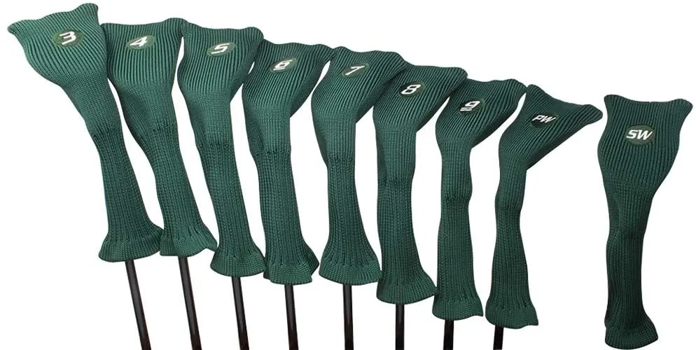 Majek All Hybrid Golf Club Headcover Set 3-SW Neoprene Acrylic Head Covers