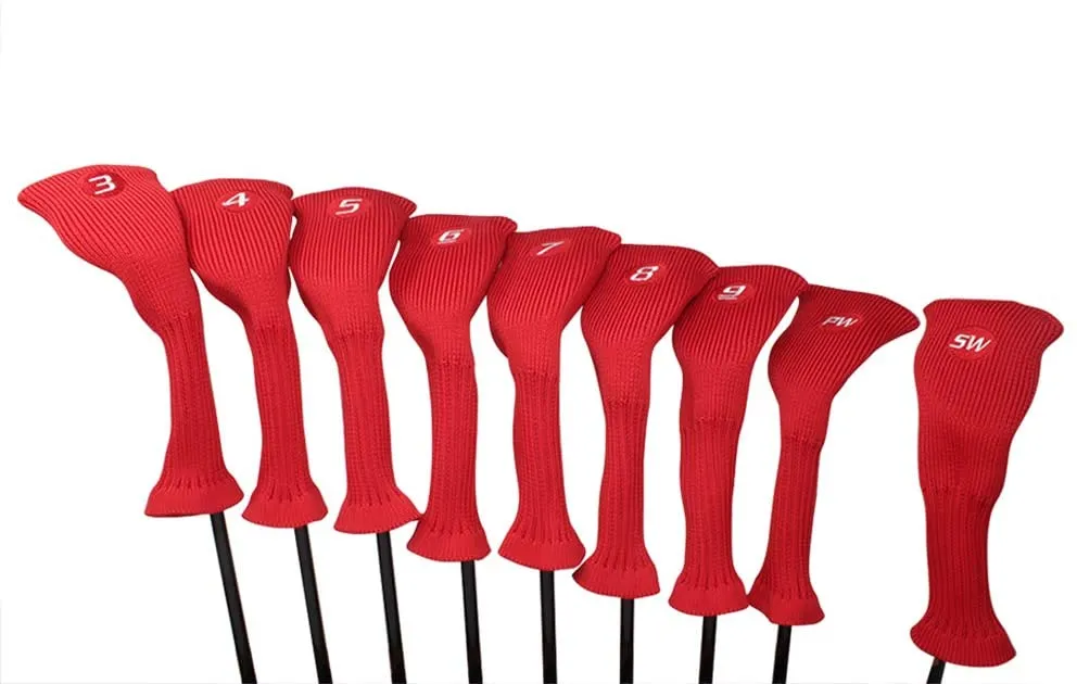Majek All Hybrid Golf Club Headcover Set 3-SW Neoprene Acrylic Head Covers
