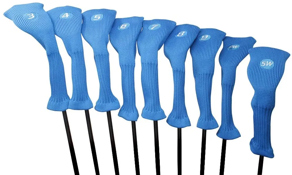 Majek All Hybrid Golf Club Headcover Set 3-SW Neoprene Acrylic Head Covers