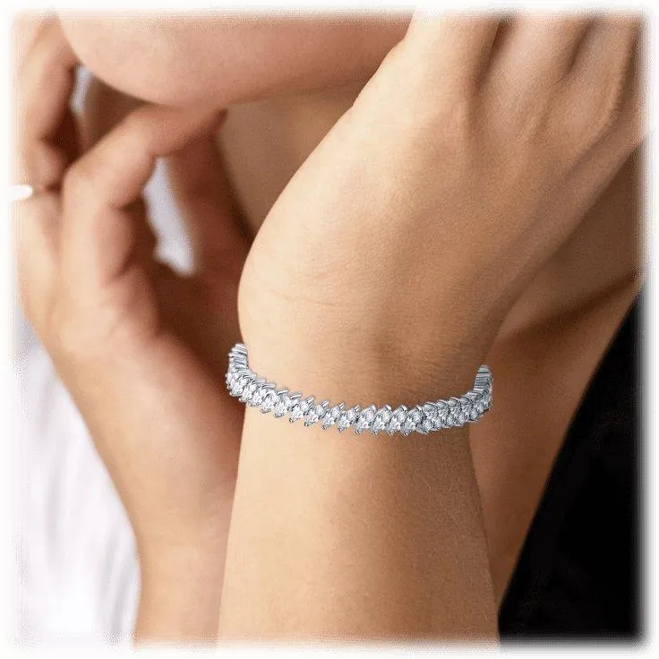Marquise Cubic Zirconia Tennis Bracelet for Women with AAA  Cubic Zirconia