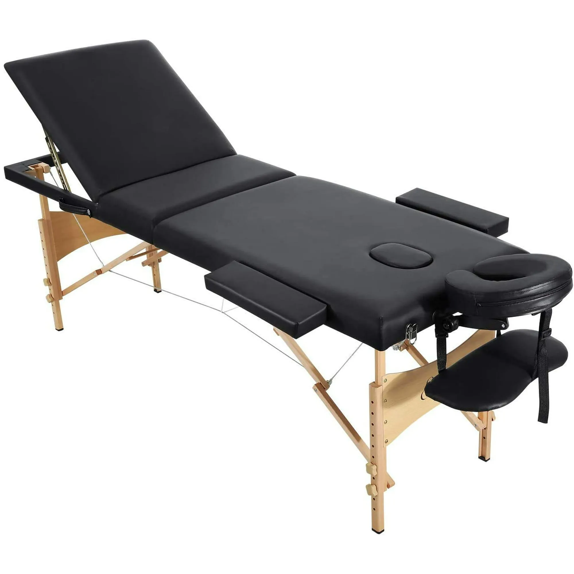 Massage Table Massage Bed Lash Bed Professional 84" Portable Facial Bed SPA Bed Treatment Table 3 Fold Height Adjustable with Carrying Bag(Black)