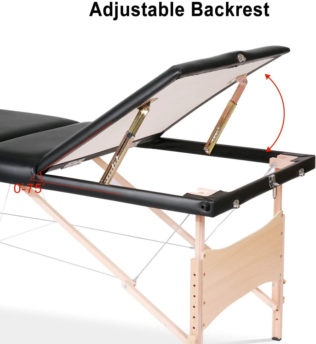 Massage Table Massage Bed Lash Bed Professional 84" Portable Facial Bed SPA Bed Treatment Table 3 Fold Height Adjustable with Carrying Bag(Black)