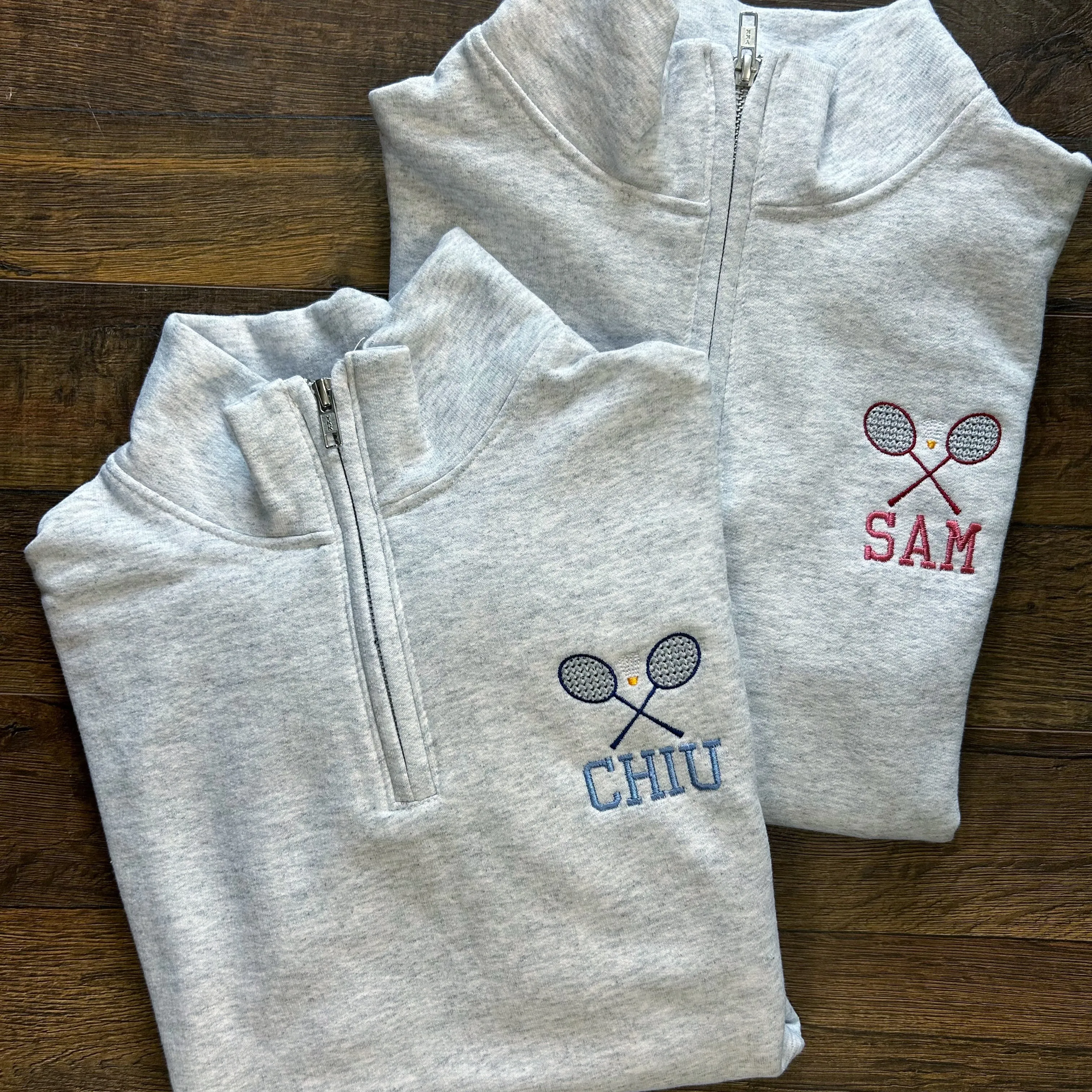 Personalized Badminton Player/Team Quarter Zip Sweatshirt