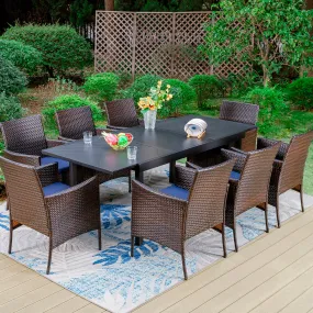Phi Villa 7-Piece/9-Piece Patio Dining Set Adjustable Table and Rattan Cushioned Chairs