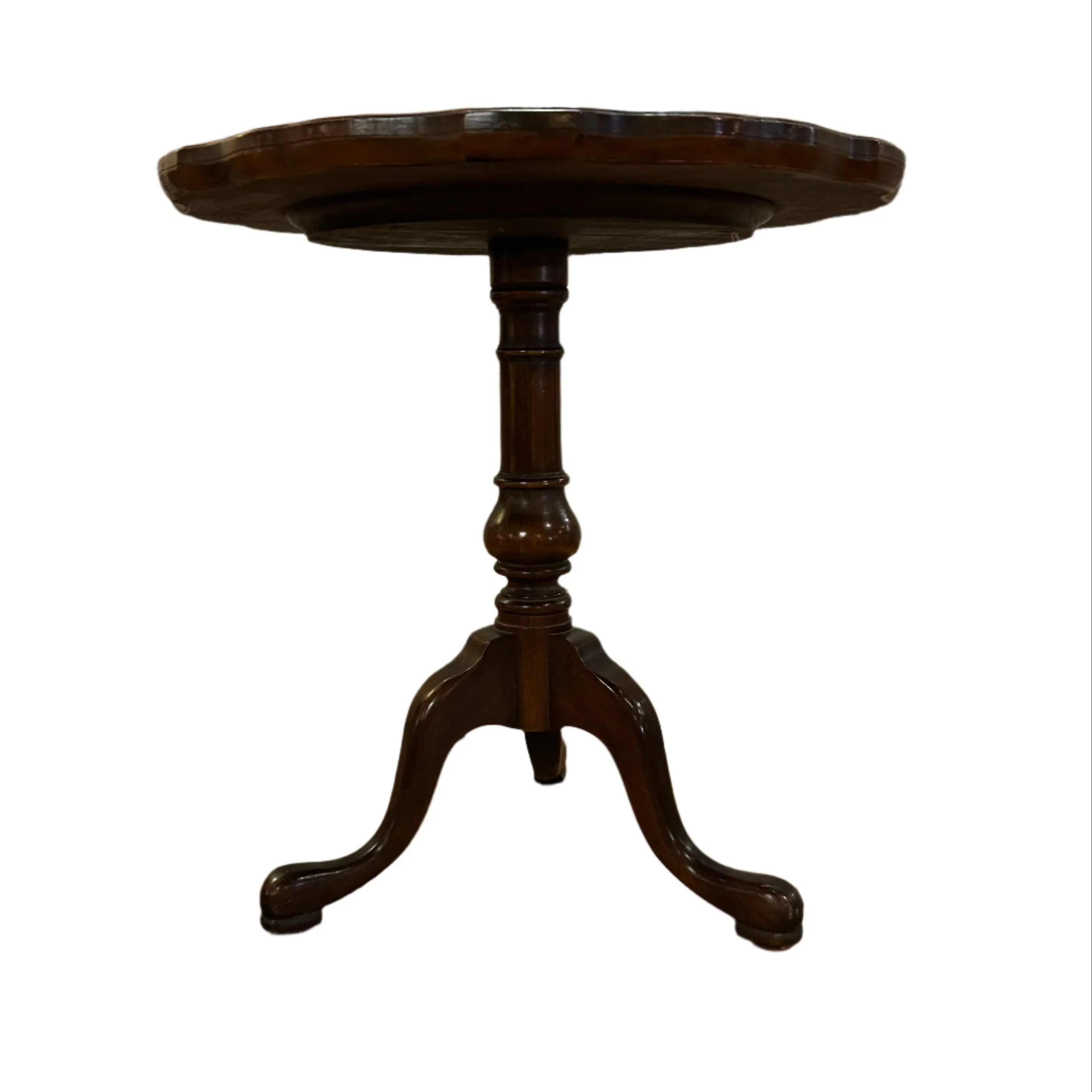 Pie Crust Pedestal Three Leg Table, Cherry