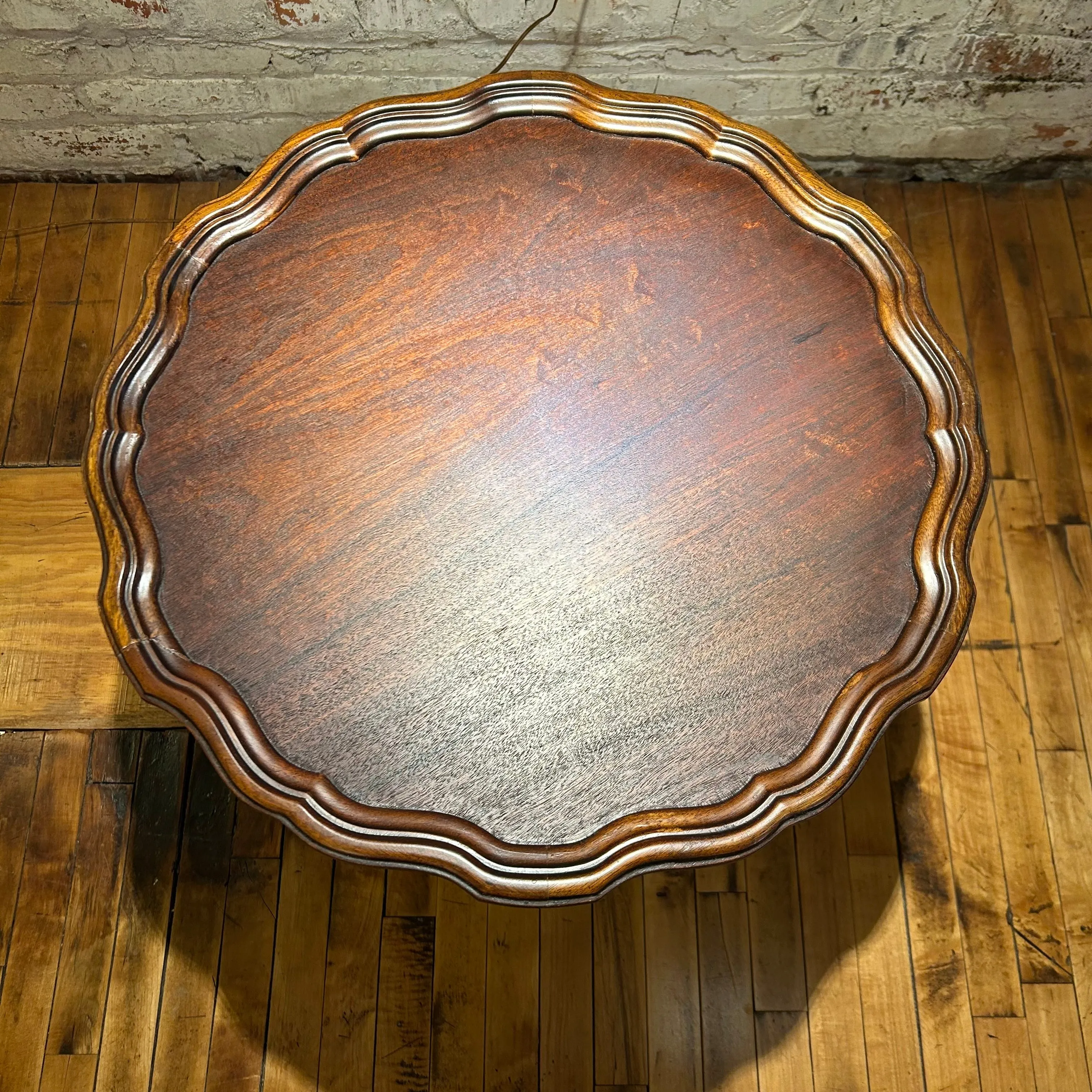 Pie Crust Pedestal Three Leg Table, Cherry