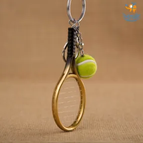 Premium Metal Tennis Keychain | Golden | Perfect Gift for Tennis Lovers