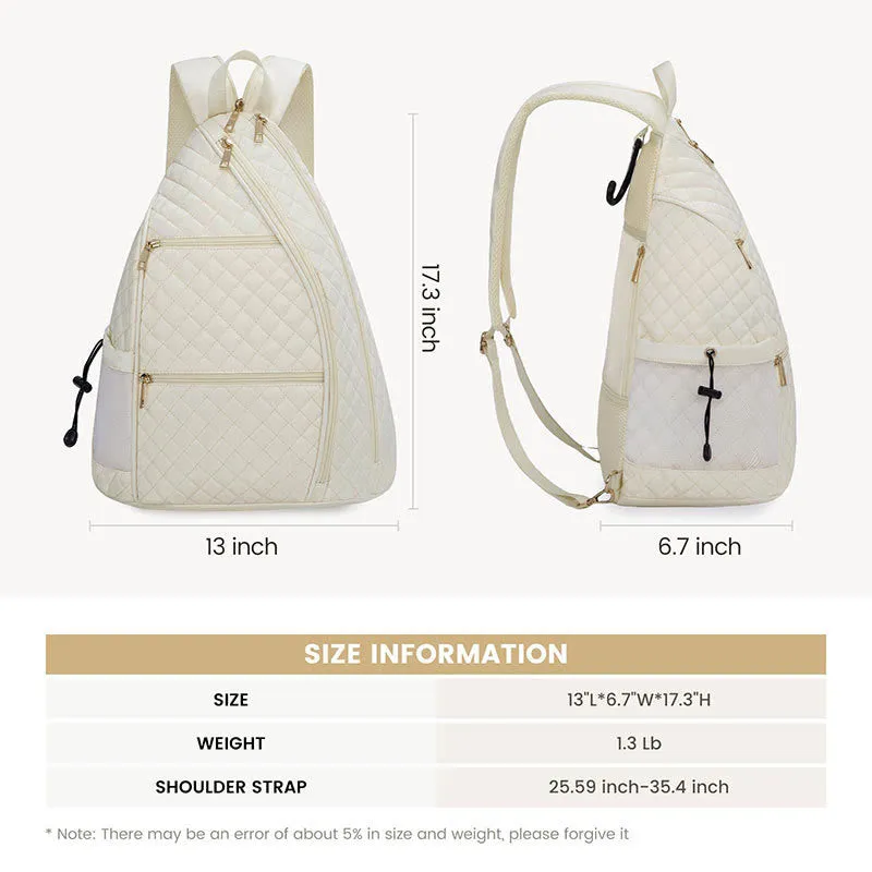 Quilted Pickleball Racket Sling Bag Convertible Backpack for Women