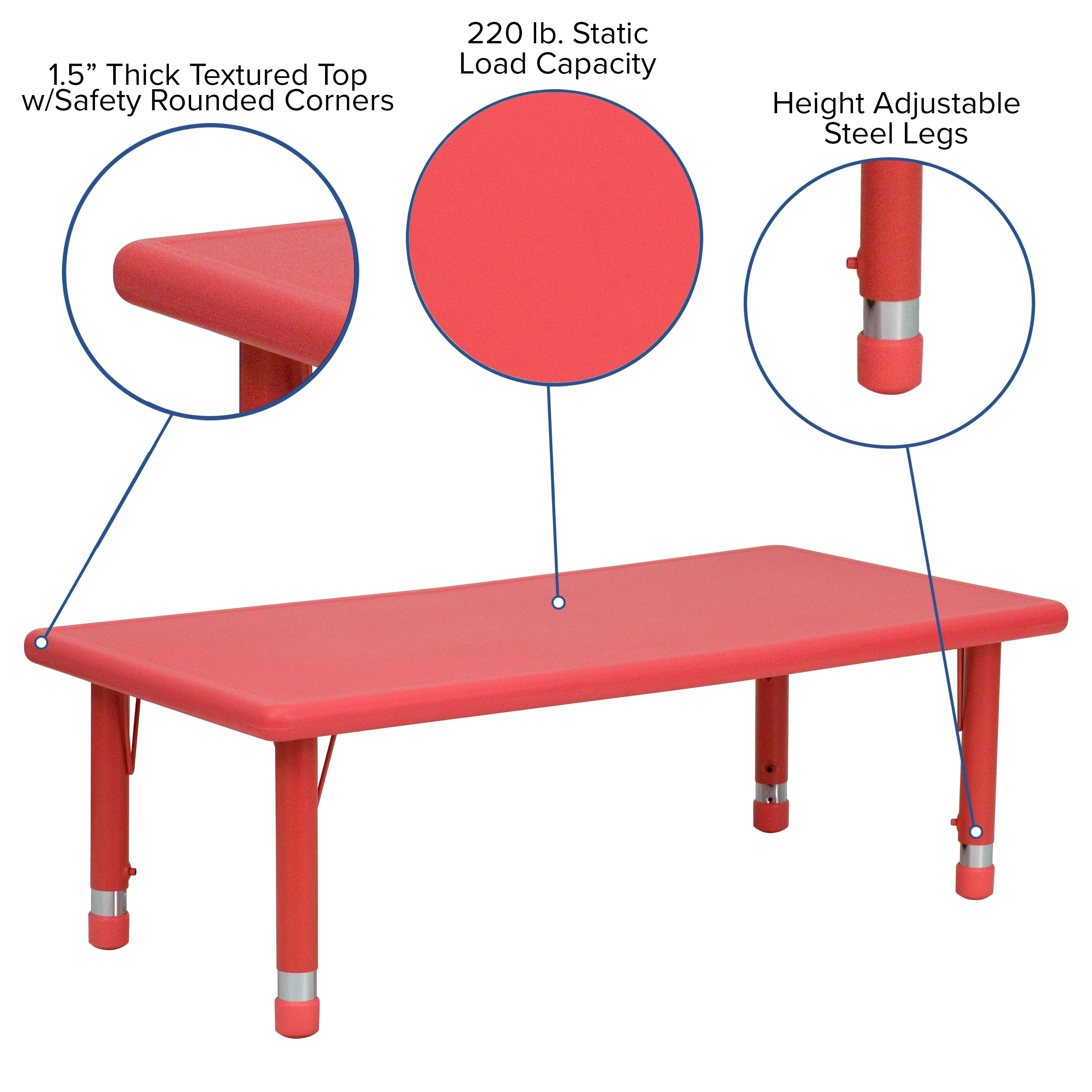 Red Preschool Activity Table YU-YCX-001-2-RECT-TBL-RED-GG