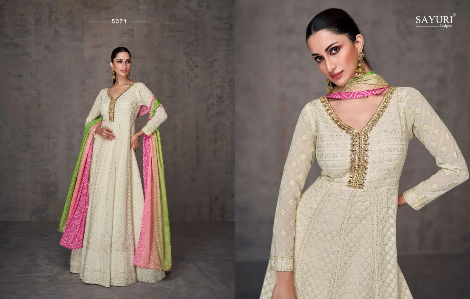 Sayuri Qurbat Series 5370-5372 Real Georgette Gown With Dupatta (2499x03)