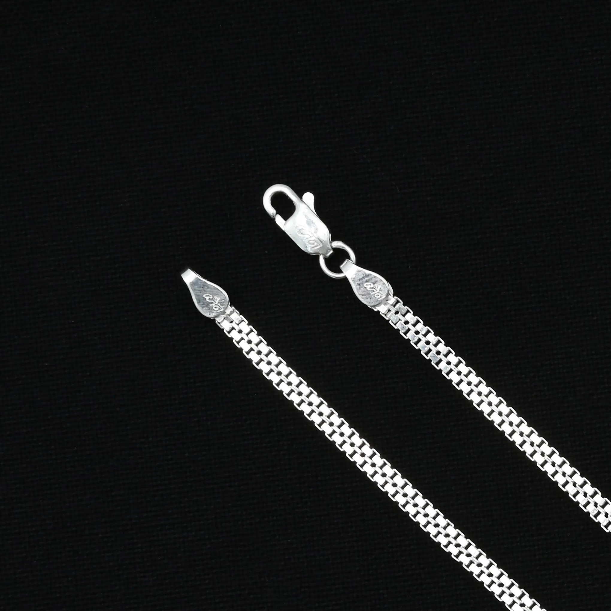 Silver  Double Connecting Box Chain for Boys
