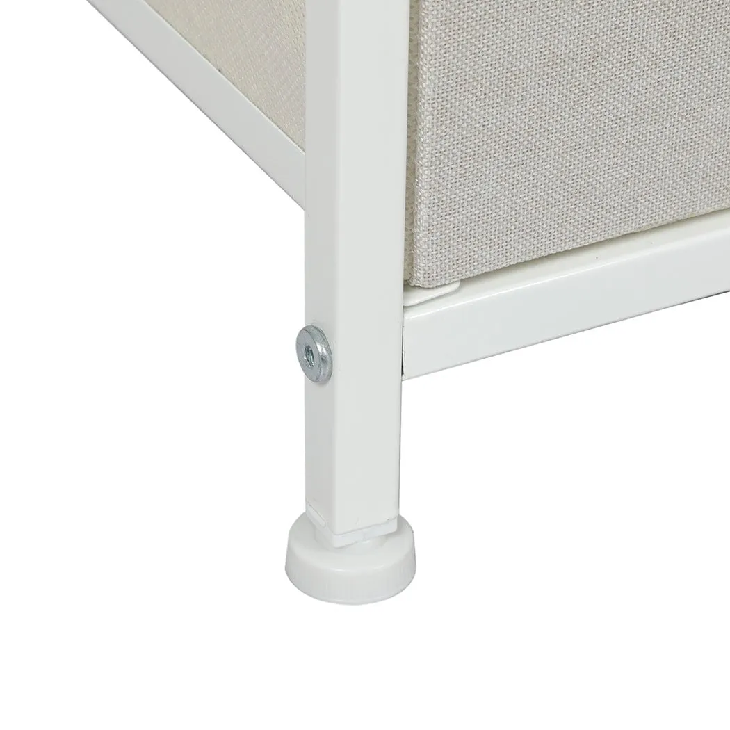 Stylish Bedside Table with 3 Removable Beige Fabric Drawers