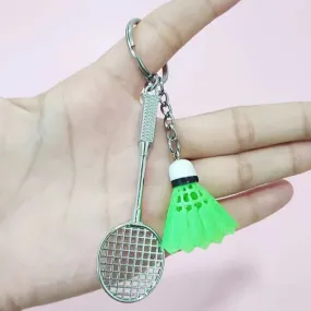 Stylish Metal Badminton Keychain GREEN