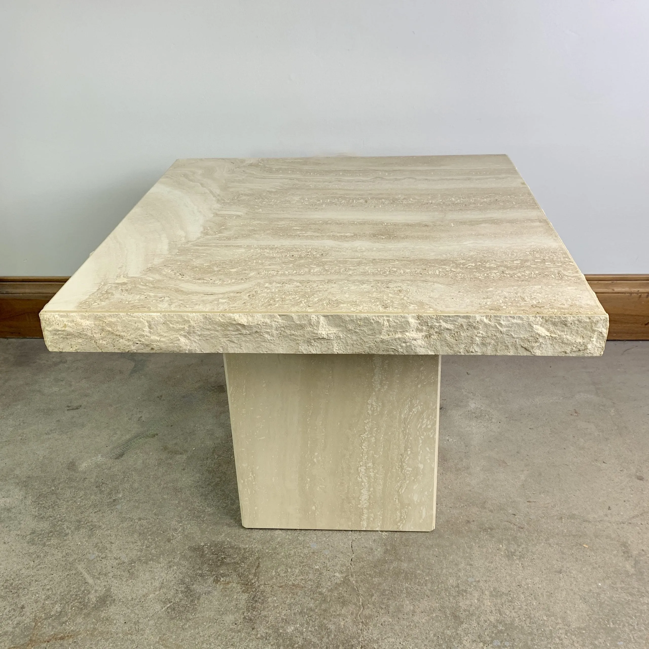 Travertine Side Table, End Table, White, Contemporary