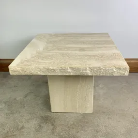 Travertine Side Table, End Table, White, Contemporary