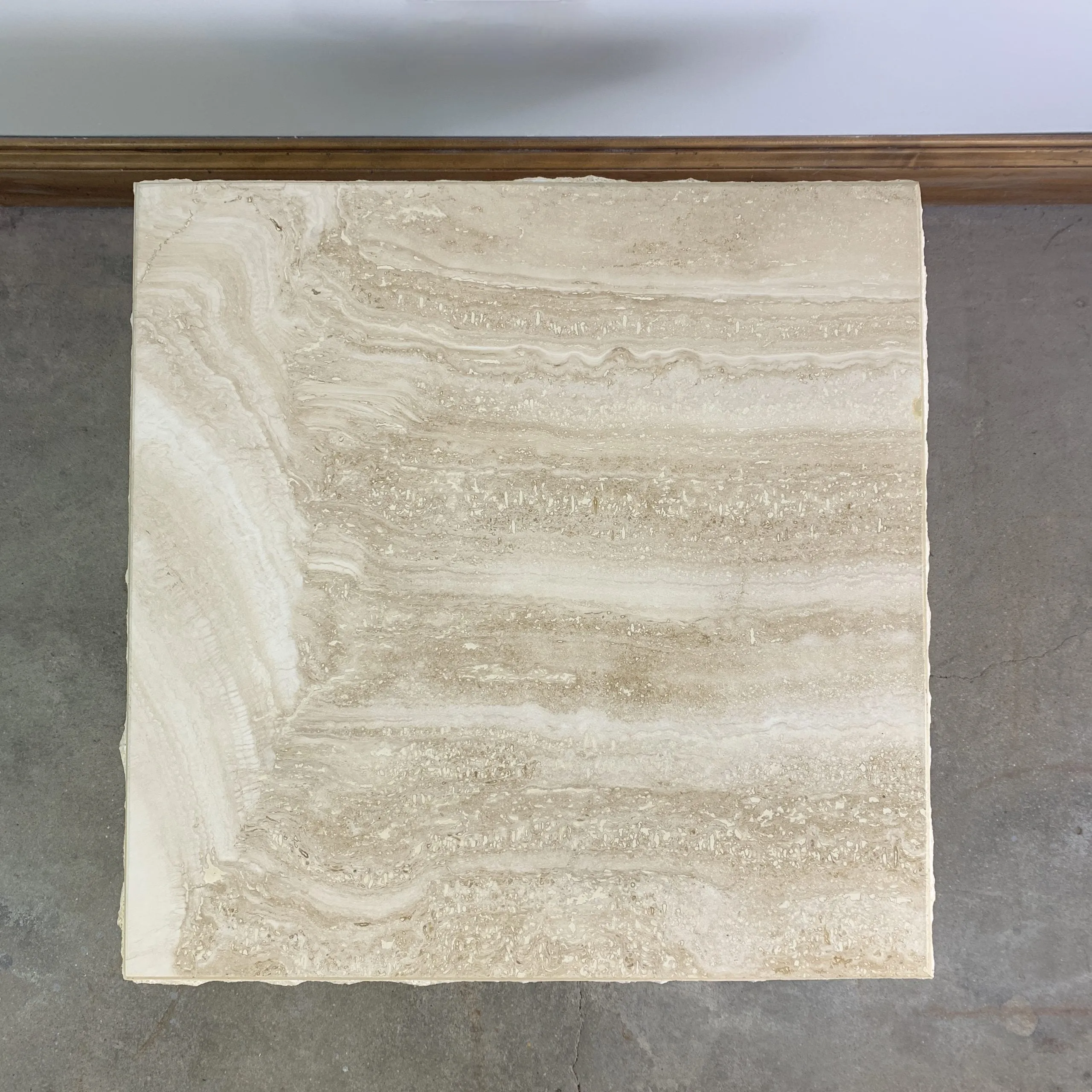 Travertine Side Table, End Table, White, Contemporary