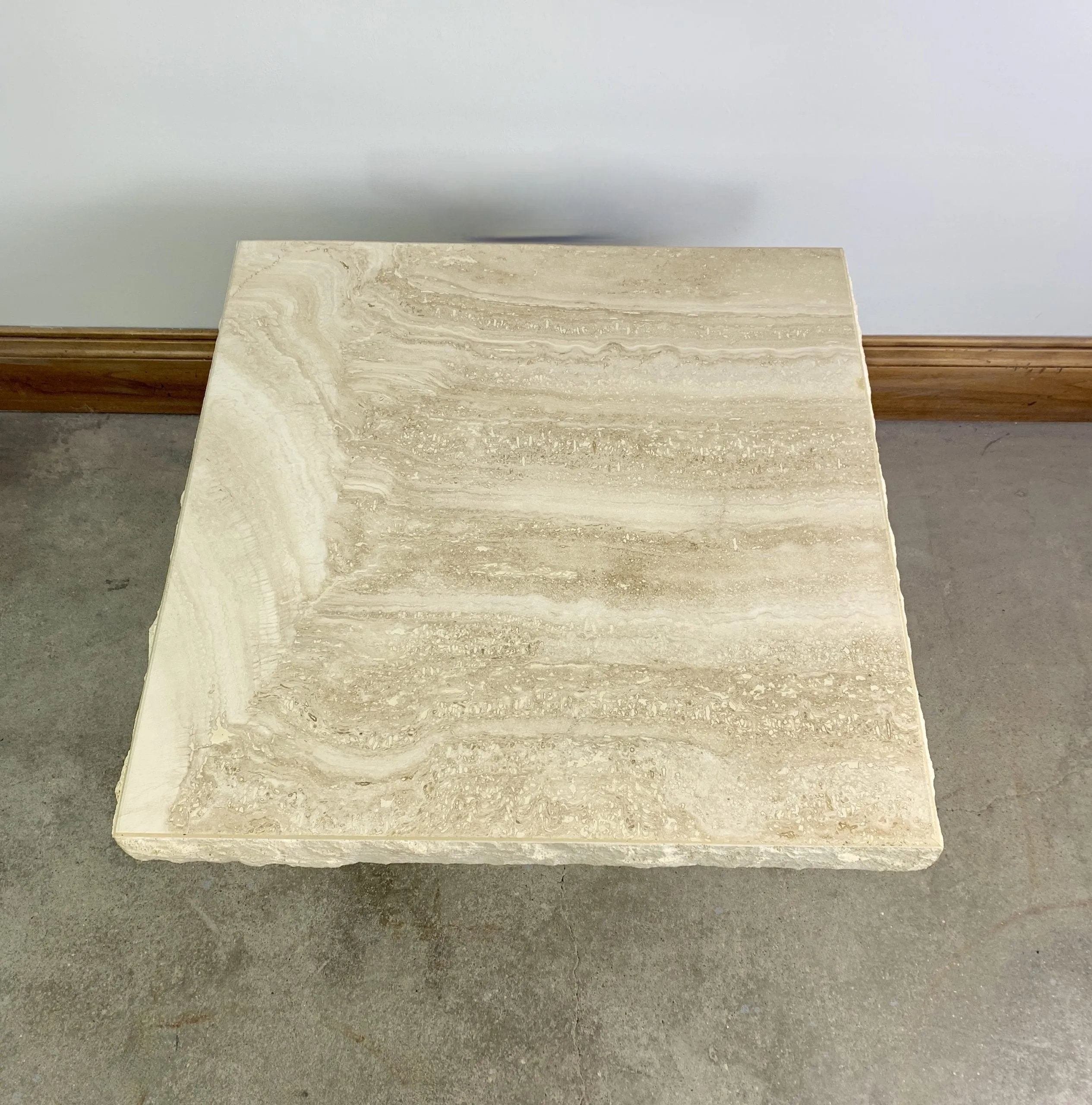 Travertine Side Table, End Table, White, Contemporary