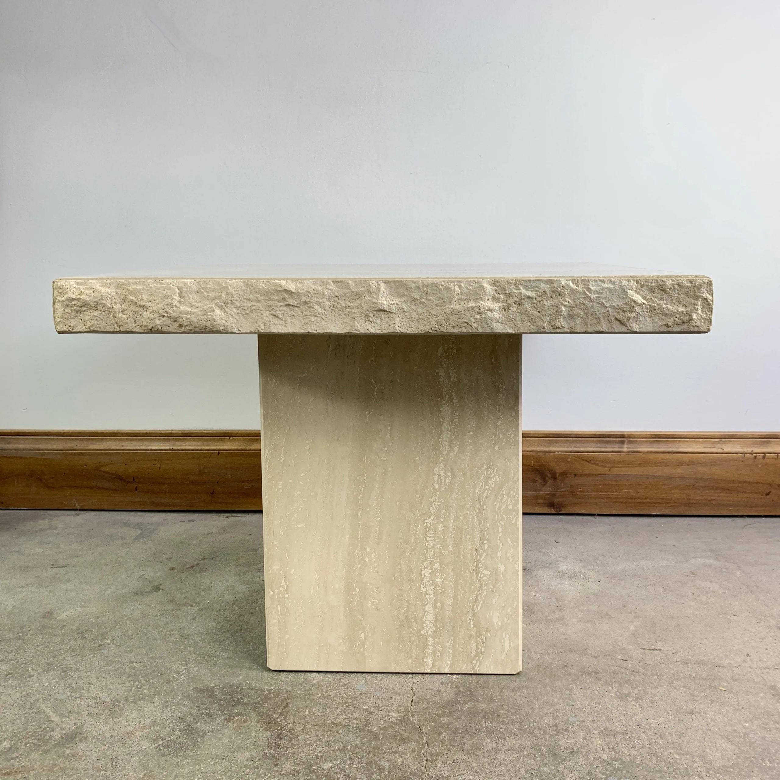 Travertine Side Table, End Table, White, Contemporary