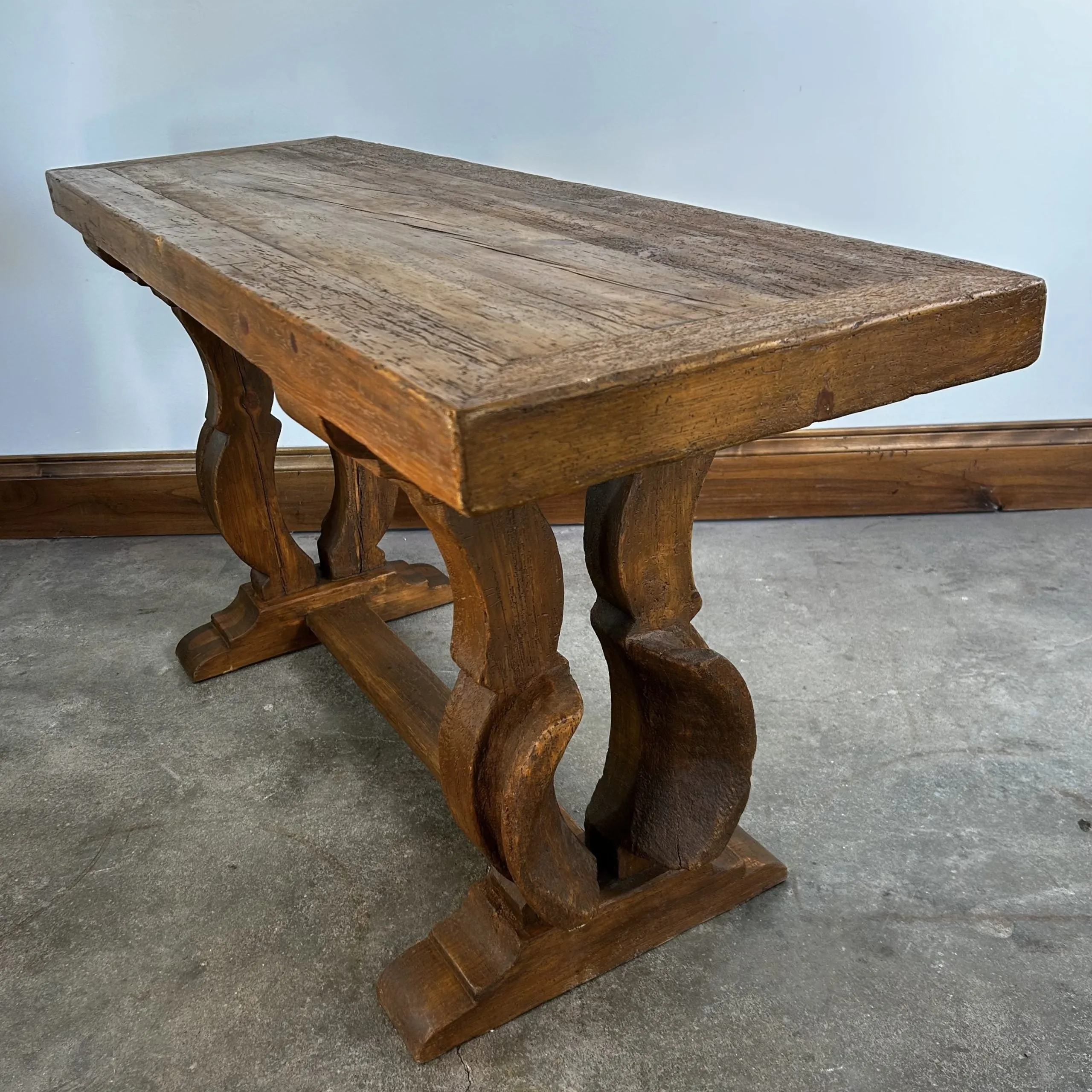 Trestle Wall Table, Rustic, Solid Wood