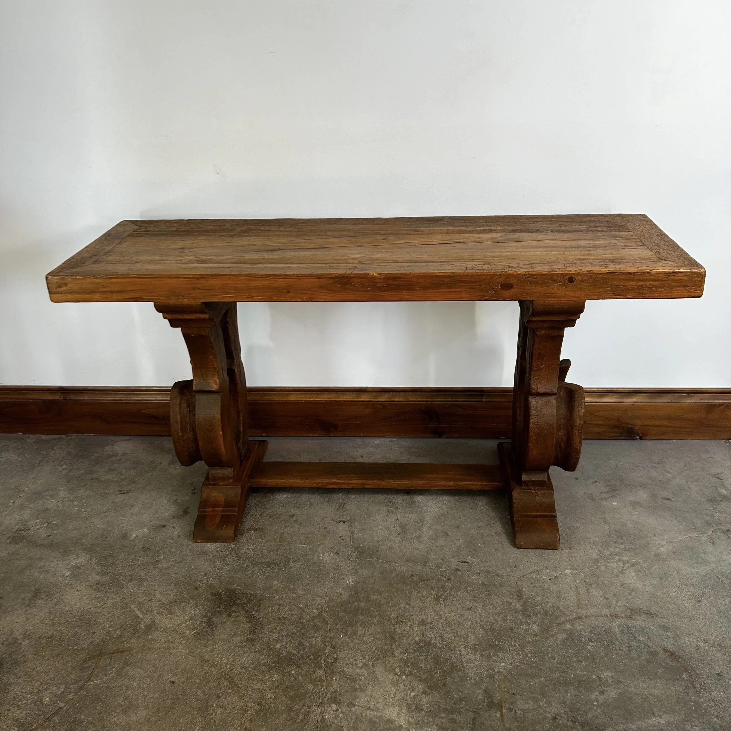 Trestle Wall Table, Rustic, Solid Wood