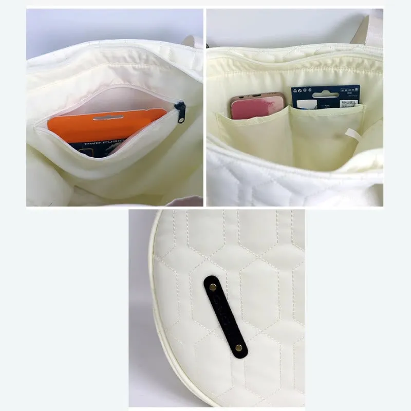 Women Nylon Racket Bag White Outdoor Badminton Sports Shoulder Bag