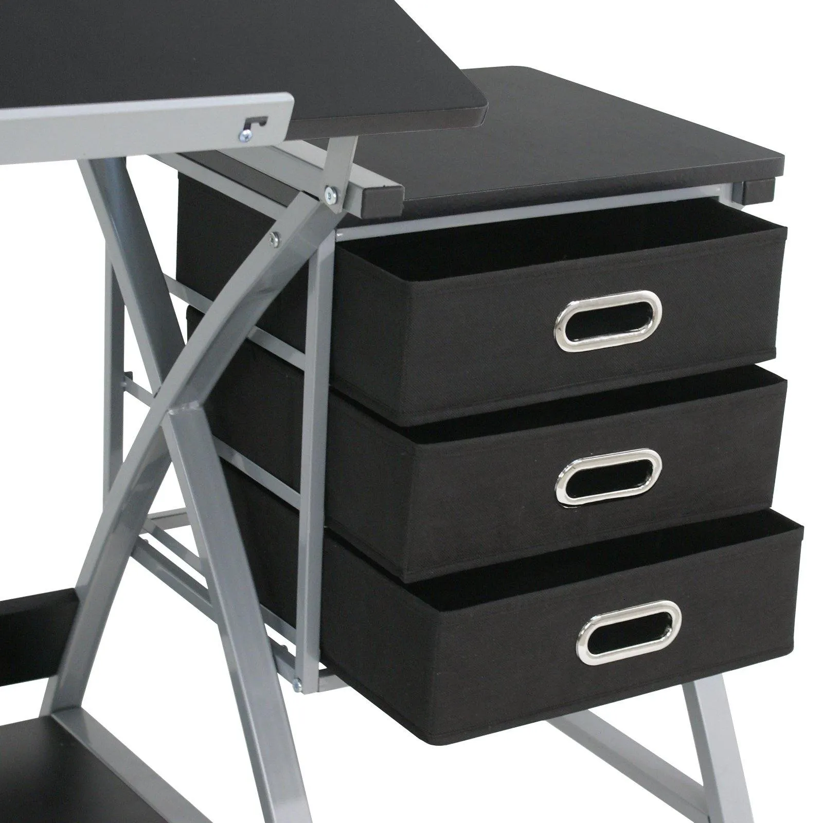 ZENY™ Adjustable Drawing Desk Drafting Table Folding Art Craft Table Station w/Stool and 3 Storage Drawers